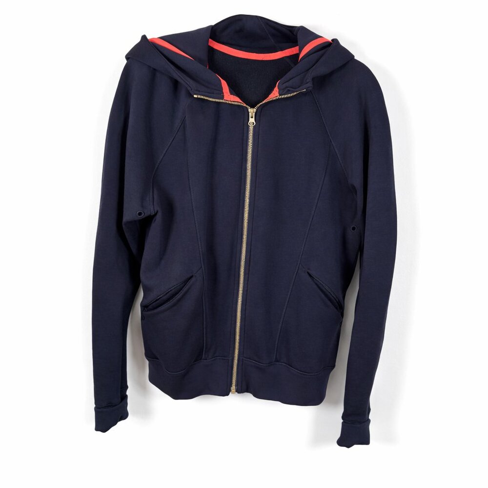 Lululemon Womens Scuba Full Zip Hoodie Navy Blue Orange